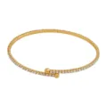Gold-toned flexible wire wrap rhinestone bracelet detail, shining crystal chain arm cuff luxury jewelry. - 1-Loop Gold-Tone