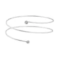 Silver multi-layer spiral arm cuff with crystal details, adjustable open upper arm bracelet. - Triple Layer Style / Silver