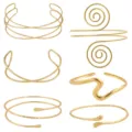 Minimalistische verstelbare metalen arm cuffs meervoudige open armbanden sieraden - Golf Waterdruppel 6-delige Set / Goud
