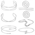Zilverkleurige metalen armmanchet set meervoudig verstelbare open armband sieraden chic - Golf Waterdruppel 6-delige Set / Zilver