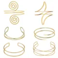 Gouden open bovenarm armband set, punk meervoudige geometrische metalen arm sieraden. - Stijl S46 / Set / Goud