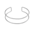 Bracciale manichetta aperto in metallo a doppio strato minimalista gioiello geometrico argento. - Argento