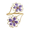 Fashion gold color purple flower open cuff armlet, elegant beach holiday jewelry bracelet for women. - Purple
