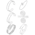Set di polsini per braccio aperti in metallo argento, bracciale geometrico regolabile. - Set da 6 Pezzi / Argento