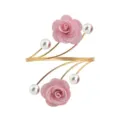 Fashion metal flower pearl upper arm cuff open adjustable bracelet jewelry for women - Pink