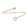 Goudkleurige open armband met een groot en klein met strass ingelegd dubbel hartontwerp. - Goud