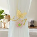 Metal butterfly flower curtain tieback adjustable gold arm holdback for home decor details - Pink