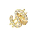 Gold dollar sign rhinestone ring hip hop fashion statement jewelry close up detail - Dollar Sign Rhinestone Adjustable Ring