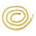 Detailed view of a gold cuban link chain necklace, perfect for hip hop streetwear fashion. - Flat Necklaces