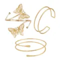 Goldfarbene Metall Armreifen Detail, Schmetterling und geometrisches Design Schmuck Set. - S62 Mehrteiliges Set / Gold