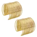 Goldfarbenes mehrsträngiges Draht Armreif Set, stilvolle geometrische Metall Armreifen. - B18 Breites Armreif Armband / 2 Stück/Set / Gold