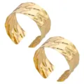 Breites goldenes Armband mit gehämmertem Design, stilvoller offener Metallreif Damen. - B19 Gehämmerter Breiter Armreif / 2 Stück/Set / Gold