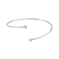 Silver open cuff bangle for women with sparkling crystal stones, stylish minimalist hand jewelry. - Single Tier / Silver