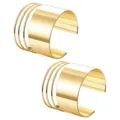 Goldene breite Armreif Armband offene Geometrie mehrschichtige Metall Modeschmuck - B47 Glatte Breite Schleife Mehrschichtig / 2 Stück/Set / Gold