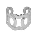 Wide silver geometric open cuff bracelet, trendy minimalist fashion hand jewelry for women. - B89 Geometric Wide Style / Silver