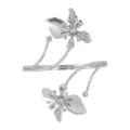 Fashion silver flower arm cuff adjustable open metal bangle bracelet for women body jewelry - Silver