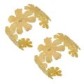 Goldenes florales offenes Armband Set, stilvoller Metall Blumen Armreif für Damen Alltag. - B84 3D Gänseblümchen Blume Zweiteiliges Set / Gold