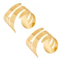 Goldfarbenes Metall offenes Armband geometrische Spirale Blatt Design Schmuck Set. - B36 Spiralen Blatt Form Zweiteiliges Set / Gold