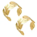 Goldenes Blatt Armreif Offenes Metall Armband Statement Mode Schmuck Variante Stil - B30 3D Blatt Offener Armreif / 2 Stück/Set / Gold