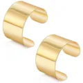 Modischer breiter goldener Metall offener Armreif, minimalistischer geometrischer Armschmuck. - B34 Hochglanzpolierter Breiter Armreif / 2 Stück/Set / Gold