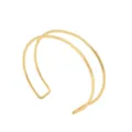 Gold double layer open cuff bracelet minimalist geometric metal arm ring fashion jewelry - Layered Gold