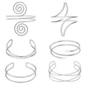 Punk stijl meervoudige metaal open bovenarm manchet armband set, mode geometrie lichaam sieraden. - Stijl S46 / Set / Zilver