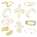 Gouden metalen bovenarm manchet stijlvol minimalistisch verstelbare armband mode - Golf Halve Maan 10-delige Set / Goud