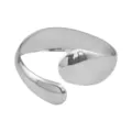Silver sculptural open cuff bracelet, chunky minimalist organic metal wristband for women. - B87 Streamlined Smooth Style / Silver