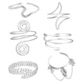 Zilveren armmanchet verstelbare open bovenarm armband geometrische punk sieraden - Stijl S42 / Set / Zilver
