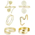 Gouden armmanchet set verstelbare metalen armband open arm ring mode sieraden voor dame - Kleine Bloem 6-delige Set / Goud