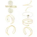 Gold arm cuff set geometric upper arm bracelet adjustable open band fashion jewelry - Criss-Cross 7-Piece Set - Gold