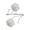 Silver metal open adjustable double flower armlet bracelet minimalist chic aesthetic fashion jewelry - Cream Silver