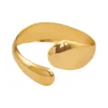 Wide gold metal open cuff bracelet modern irregular artistic design fashion statement jewelry for women - B87 Streamlined Smooth Style / Gold