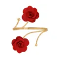 Goldfarbene Oberarm-Manschette Armband mit zwei roten Stoffrosen und verstellbarem Design. - Rot & Gold