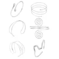 Wholesale European fashion silver geometric wire open armlet and adjustable bracelet set. - Teardrop Criss-Cross Silver Set