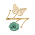 Fashion gold metal armlet curtain buckle with hollow butterfly and mint green rose flower. - Green Gold