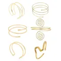 Wholesale European American arm cuff set, geometric wave open multi layer gold metal bracelets. - Wavy Criss-Cross Gold Set