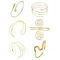 Fashion geometric wave open arm cuff bracelet set minimalist gold metal jewelry for women - Teardrop Criss-Cross Gold Set