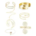 Wholesale fashion gold arm cuffs set geometric wave open upper arm bracelets jewelry for women - Smooth 7-Piece Set - Gold