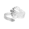 Bracciale polsino piuma metallo aperto vintage argento gioielli moda donna dichiarazione - Argento