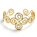 Bracciale da braccio aperto in metallo dorato con motivo a spirale vintage, gioiello donna. - Oro