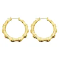 Gold bamboo hoop earrings for women, statement chunky big circle earrings hip hop style. - Exaggerated Large Hoop Bamboo Style Earrings / Gold