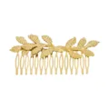 Gold metallic leaf hair comb elegant bridal hair accessory side clip for women and girls - Three-Leaf Hair Combs