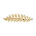 Gold Leaf Hair Clip Metal Barrette with Pearl Elegant Hair Accessory for Women Gift - Pearl Gold
