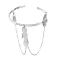 Bracciale da braccio in metallo argento foglia catena nappa gioiello moda dettaglio - Argento