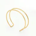 Gold Double Layer Open Cuff Bangle Minimalist Chic Metal Arm Bracelet Variant Style - Layered Gold