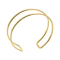 Minimalist double layer gold open cuff bracelet, chic fashion metal arm bracelet jewelry. - Double-Layer Flat Gold