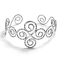 Bracciale da braccio aperto in metallo argento con motivo a spirale stile punk per donne - Argento