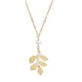 Collana con ciondolo perla foglia d oro elegante gioielli di modo donne regalo affascinante - Collana con foglia e 6 perle