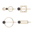 Elegantes pinzas para el cabello de metal geométrico con diseño de mármol negro para diario. - Conjunto Negro